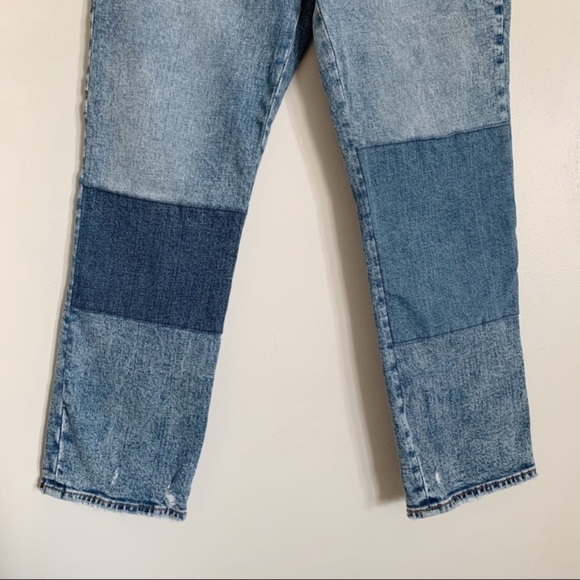 Mid Wash Abercrombie Patchwork Ultra High Rise The Ankle Straight Jean 26S - Picture 9 of 14